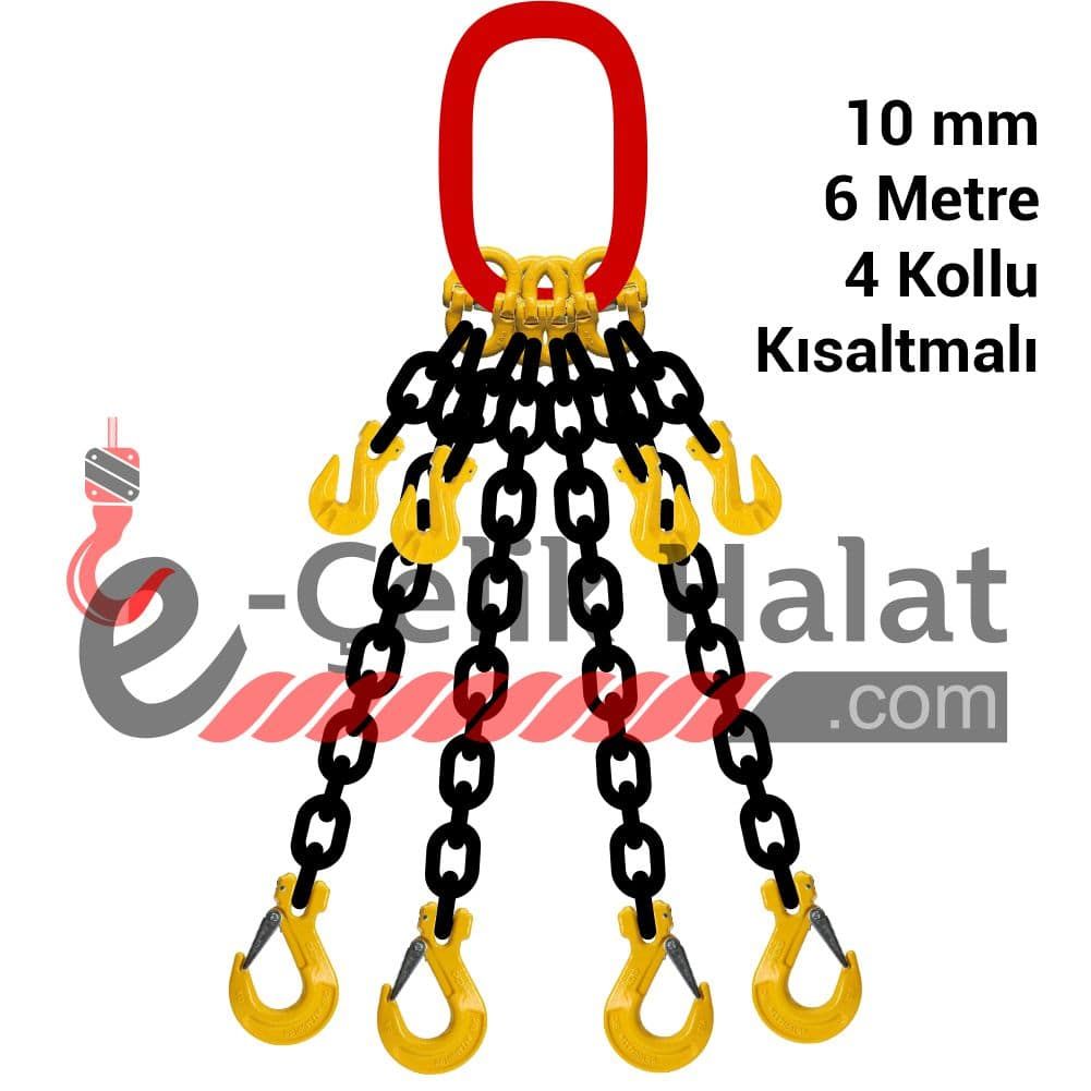 Grade 80 - 10 mm 6 metre Kısaltmalı Dörtlü Zincir Sapan