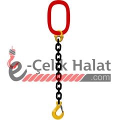 Grade 80 Tek Kollu Zincir Sapan Emniyetli Kanca (B Kanca) - Kısaltma Yok - 4 Metre - 10 MM - İtalyan