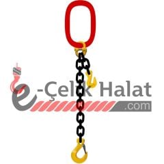 Grade 80 Tek Kollu Zincir Sapan Emniyetli Kanca (B Kanca) - Kısaltma Yok - 4 Metre - 10 MM - İtalyan