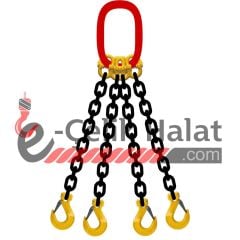 Grade 80 Dörtlü Zincir Sapan Standart Kanca (A Kanca) - 6 Metre - 13 MM - Ekonomik