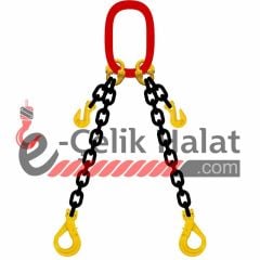 Grade 80 İki Kollu Zincir Sapan Standart Kanca (A Kanca) - Kısaltma Yok - 3 Metre - 13 MM - Yerli